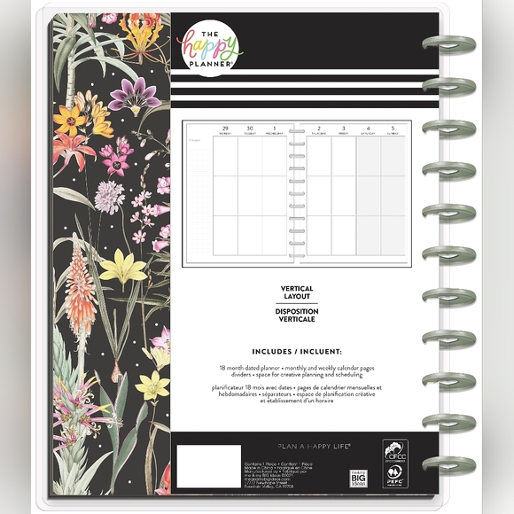 Happy Planner Big 18-Month Vertical Layout, Fresh Botanicals, July 22 to Dec 23 - Picture 4 of 15